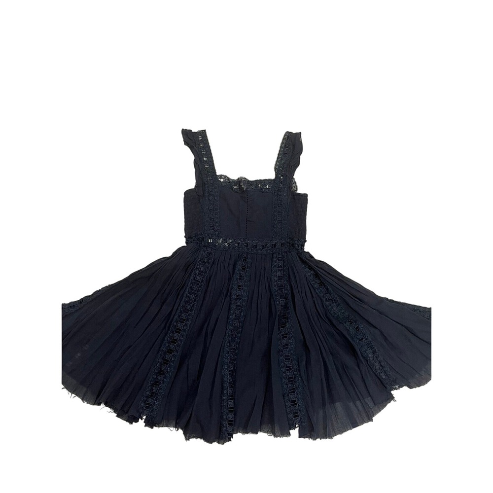Free People FP One Adella Mini Dress Black Crochet Lace Smocked Boho Small
